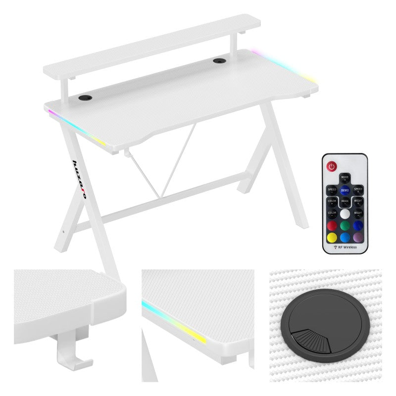 Huzaro Hero 1.9 RGB White 120 cm gaming stol - slika 1