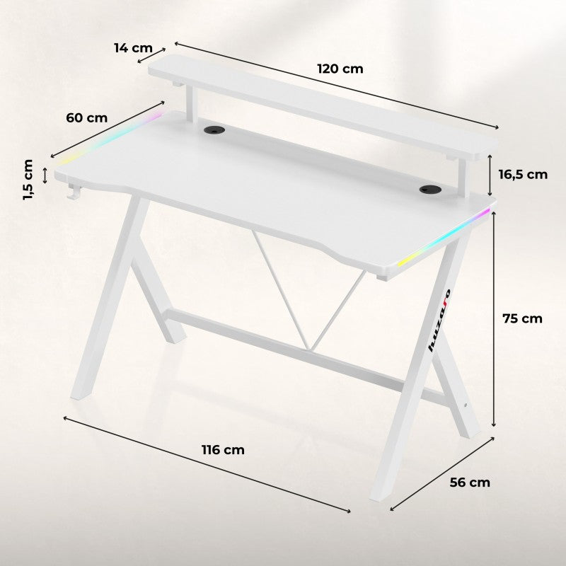 Huzaro Hero 1.9 RGB White 120 cm gaming stol - slika 10