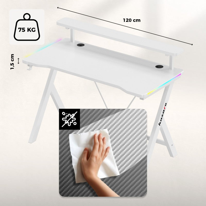 Huzaro Hero 1.9 RGB White 120 cm gaming stol - slika 12