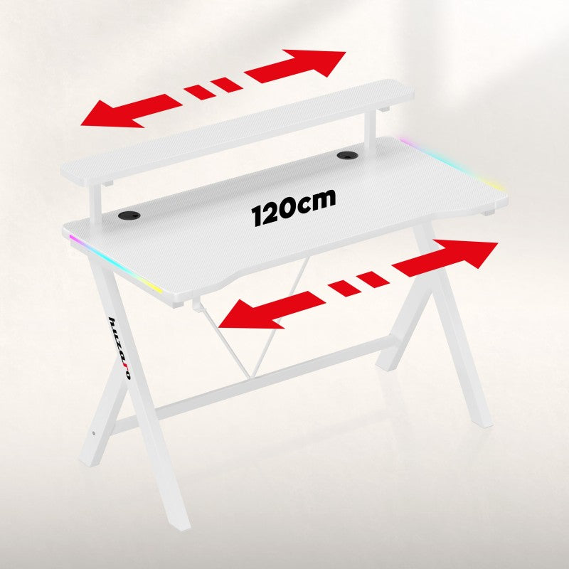 Huzaro Hero 1.9 RGB White 120 cm gaming stol - slika 13