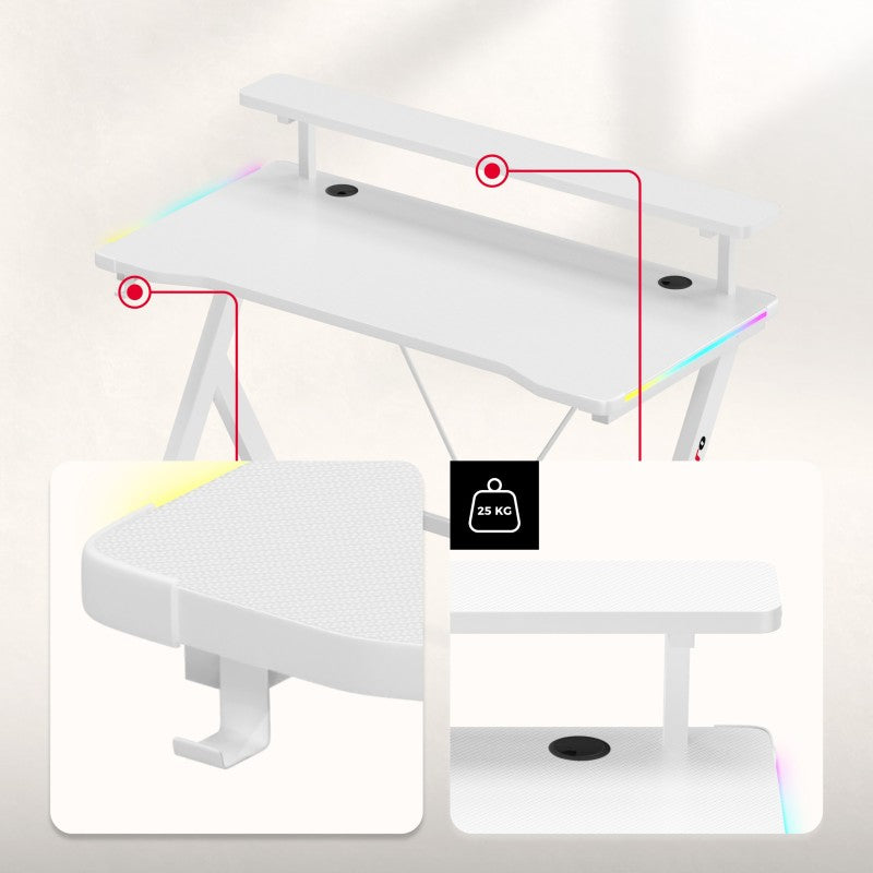 Huzaro Hero 1.9 RGB White 120 cm gaming stol - slika 15