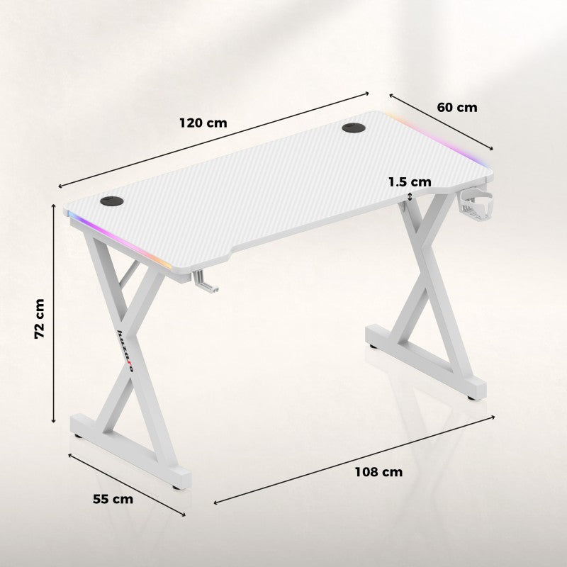 Huzaro Hero 2.3 RGB White 120 cm gaming stol - slika 9