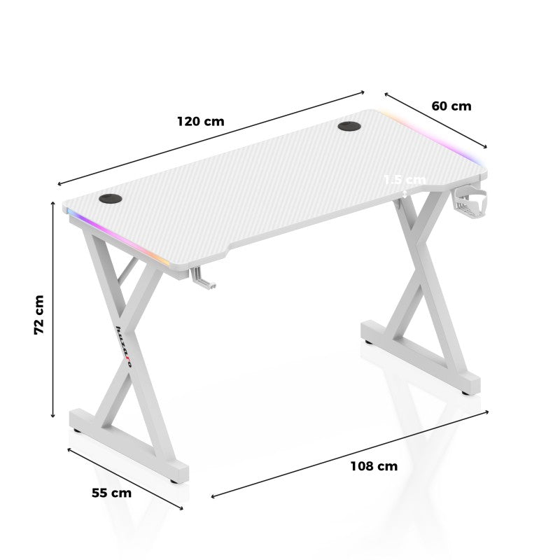 Huzaro Hero 2.3 RGB White 120 cm gaming stol - slika 10