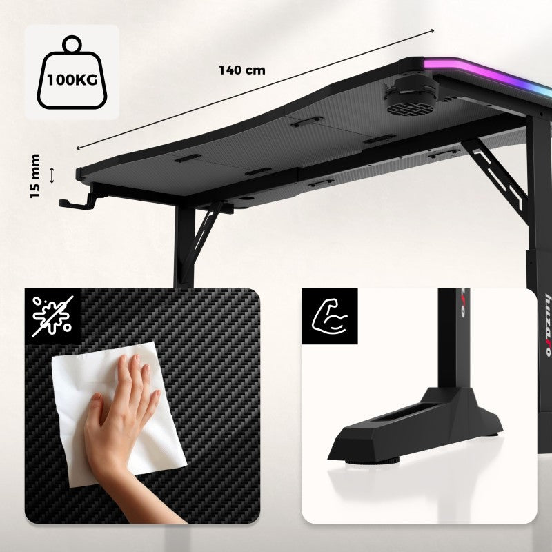 Huzaro Hero 3.6 RGB Black gaming stol - slika 15
