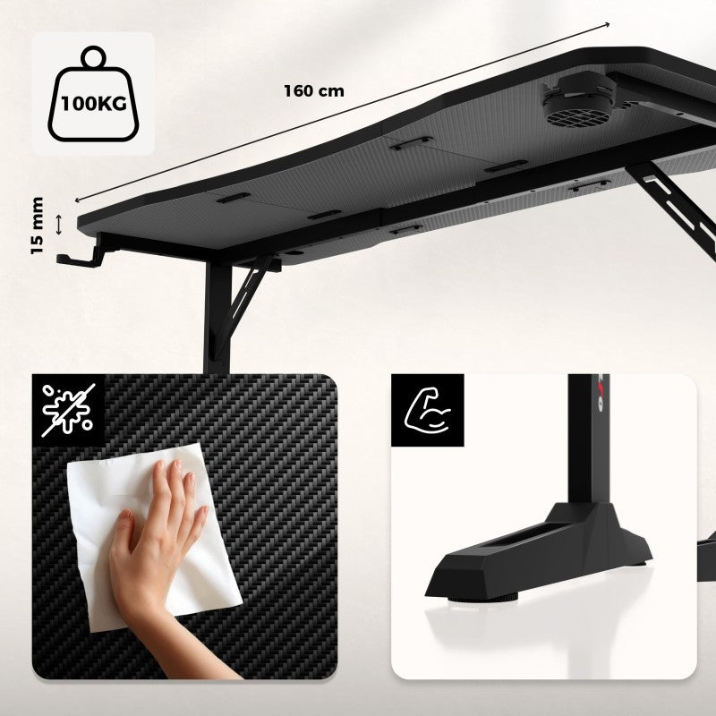 Huzaro Hero 4.6 Black 160 cm gaming stol - slika 5