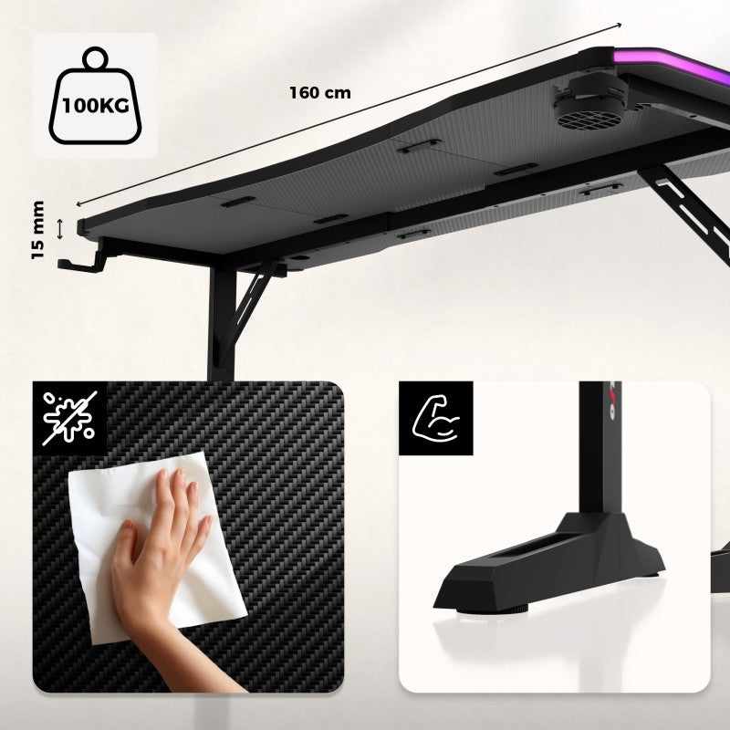 Huzaro Hero 4.6 RGB Black 160 cm gaming stol - slika 5