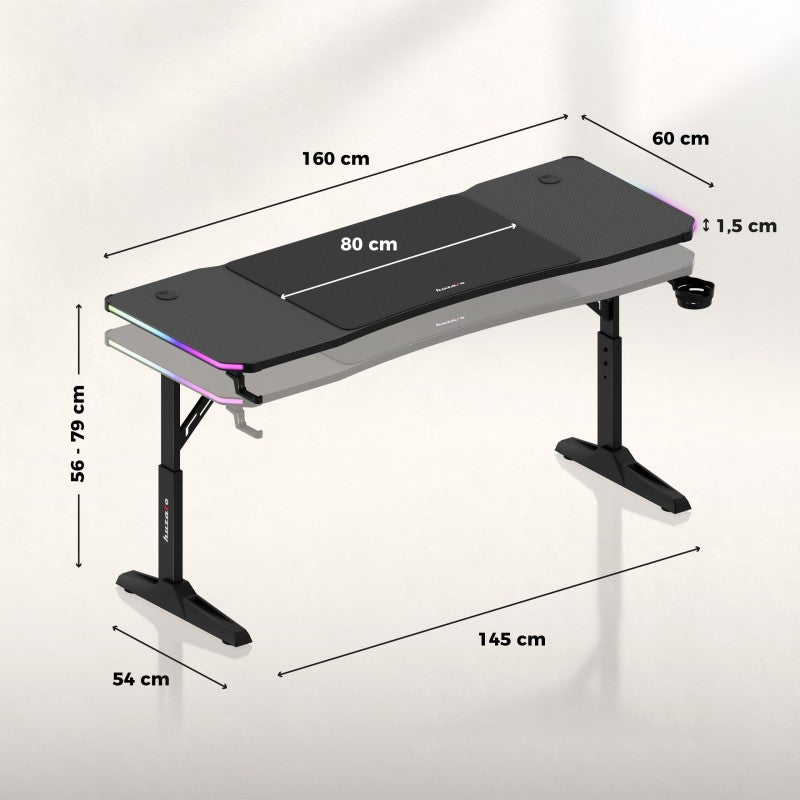 Huzaro Hero 4.6 RGB Black 160 cm gaming stol - slika 20