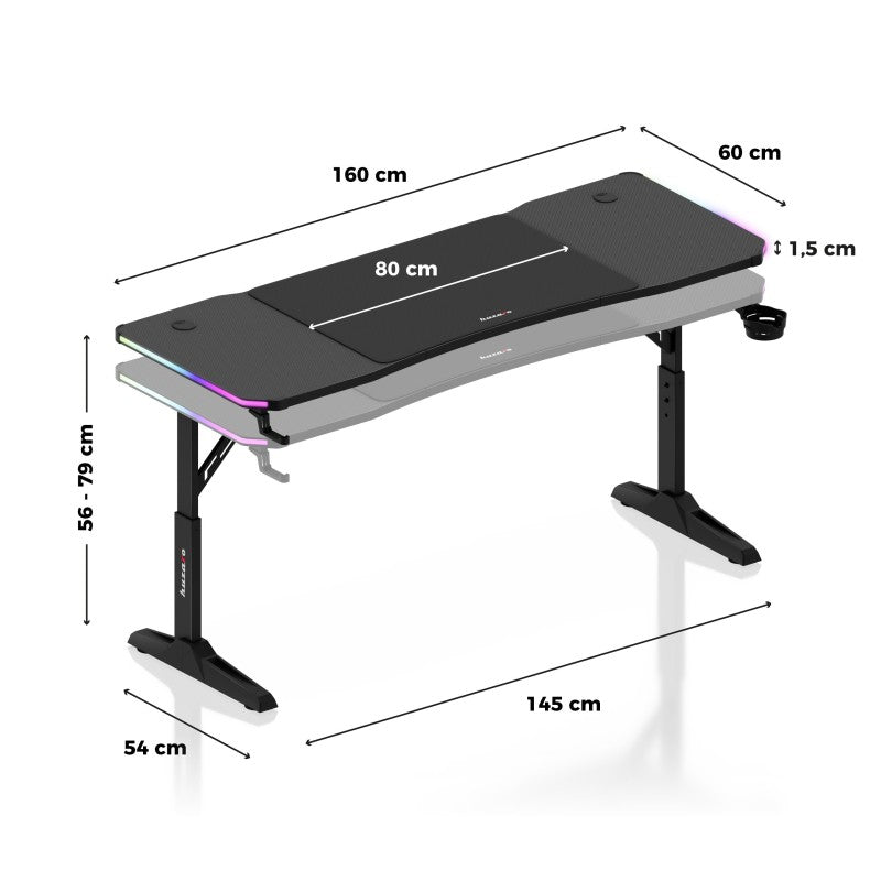 Huzaro Hero 4.6 RGB Black 160 cm gaming stol - slika 21