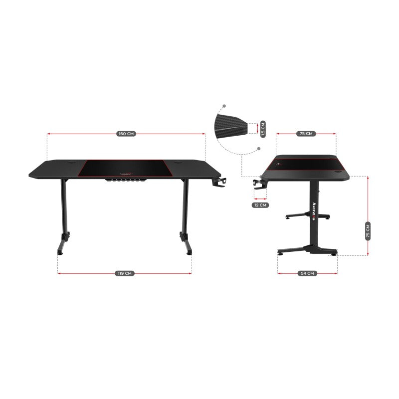 Huzaro Hero 4.7 Black 160 cm gaming stol - slika 8