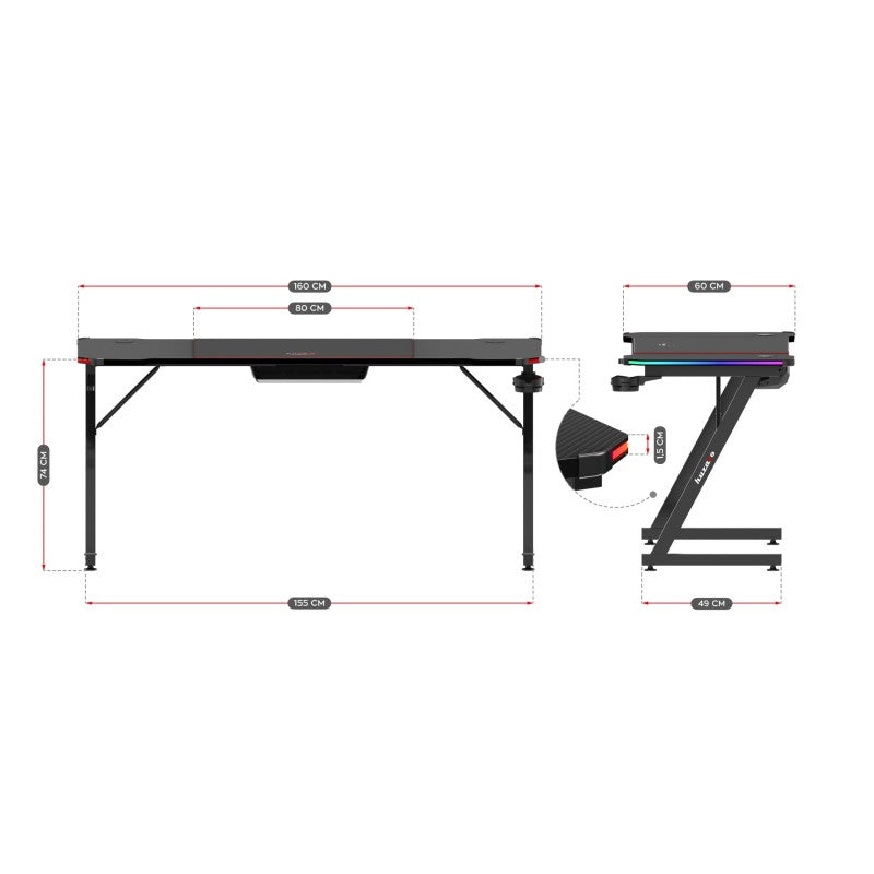 Huzaro Hero 4.8 RGB 160 cm gaming stol - slika 19