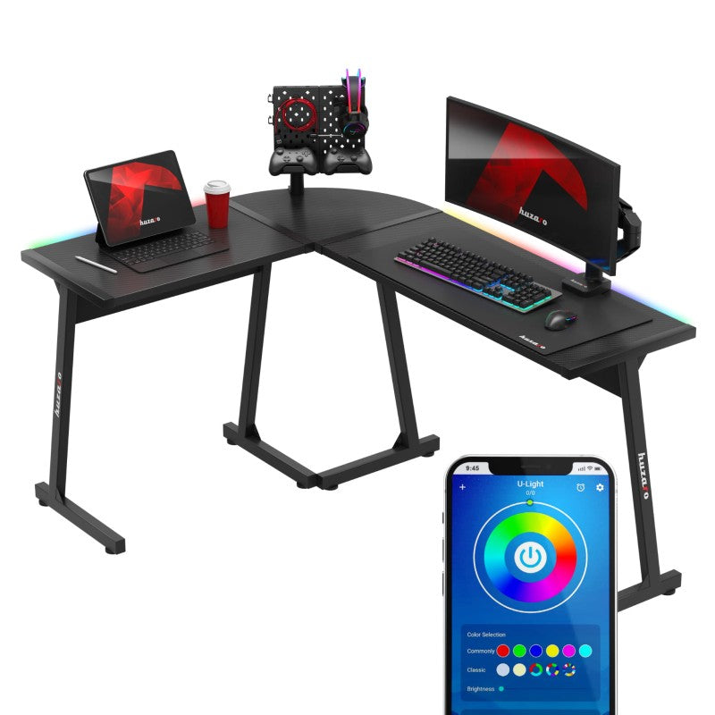 Huzaro Hero 6.0 RGB Black 147 cm kutni gaming stol - slika 1