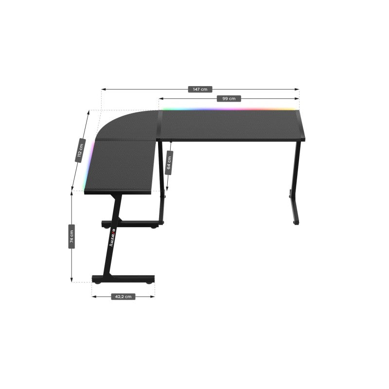 Huzaro Hero 6.0 RGB Black 147 cm kutni gaming stol - slika 13