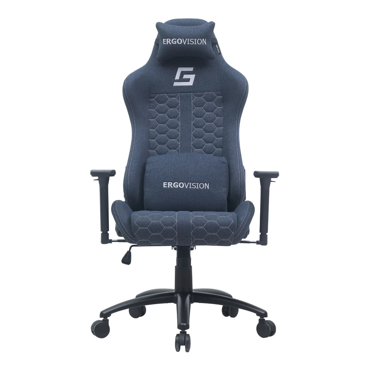 Proizvod je ergonomska gaming stolica, točnije model Mikado marke Ergovision. Stolica se odlikuje elegantnim dizajnom s heksagonalnim uzorkom na presvlakama, potpornim naslonom za glavu i podesivim naslonima za ruke. Njezino postolje opremljeno je kotačićima za laku mobilnost, što je čini prikladnom za duge gaming ili radne sesije.