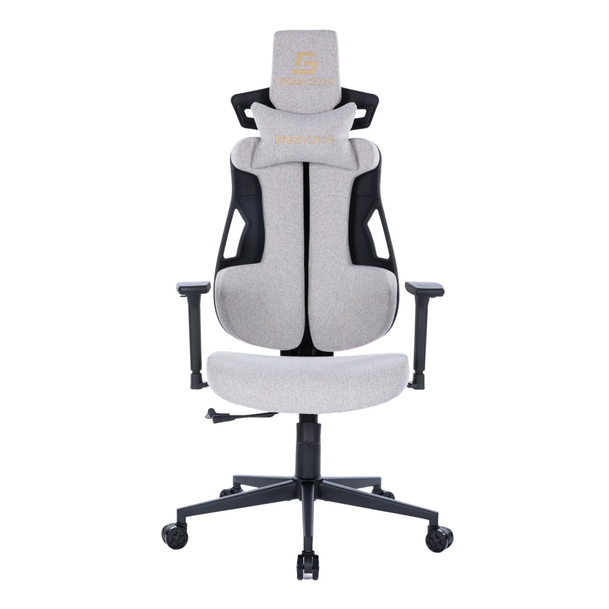 Slika prikazuje ergonomsku gaming stolicu, točnije model Spartacus. Ima moderan dizajn s presvlakom od svijetlosive tkanine i potpornim naslonom za glavu. Stolica je opremljena podesivim naslonima za ruke i čvrstom bazom s kotačićima, što je čini prikladnom za duge gaming ili uredske sesije.