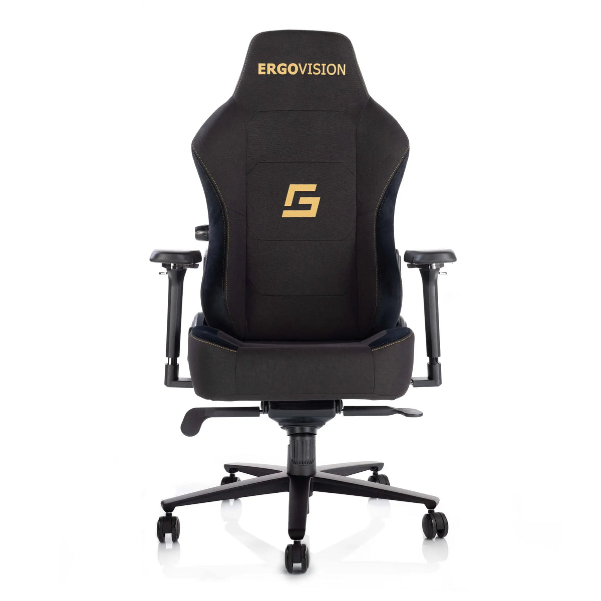 Proizvod je ergonomska gaming stolica, točnije model Ergovision. Stolica se odlikuje elegantnim dizajnom s visokim naslonom za leđa, podesivim naslonima za ruke i čvrstim postoljem s kotačićima za mobilnost. Uglavnom je crne boje sa zlatnim detaljima, a na naslonu za glavu ističe se logotip Ergovision.