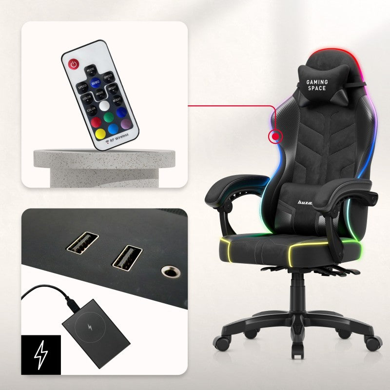 Huzaro Force 2.7 RGB Black velur gaming stolica - slika 4