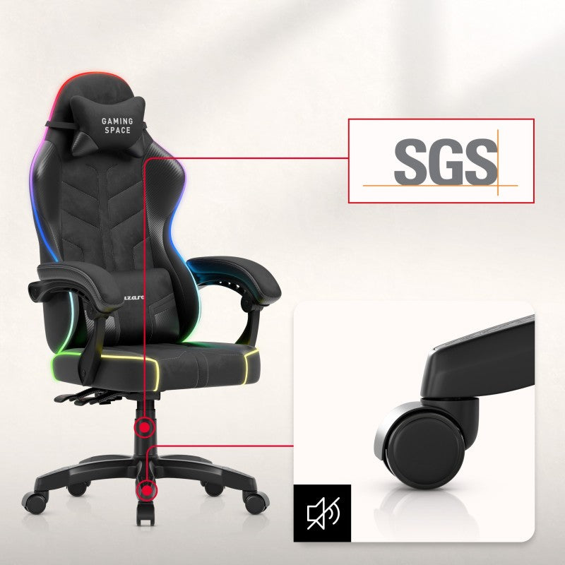 Huzaro Force 2.7 RGB Black velur gaming stolica - slika 6