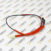 Glavni kabel za napajanje Veleco Cristal s crvenim i crnim žicama te bijelim konektorom