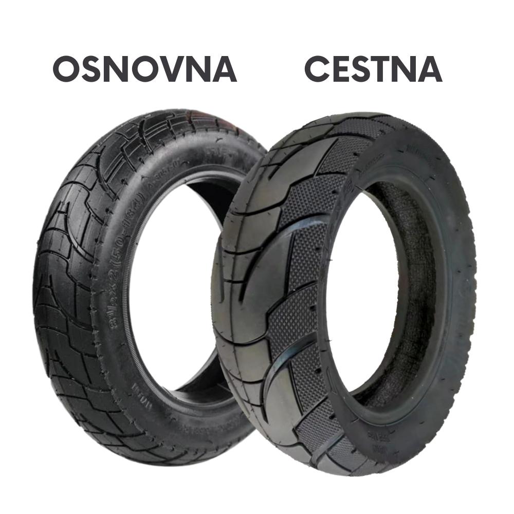Usporedba osnovne i cestovne gume za električni romobil 8.5x3 crne boje