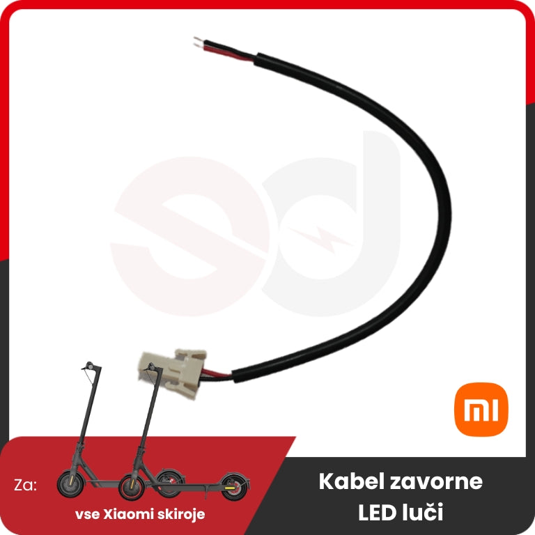 Crni kabel kočnog LED svjetla za Xiaomi električni romobil s bijelim priključkom