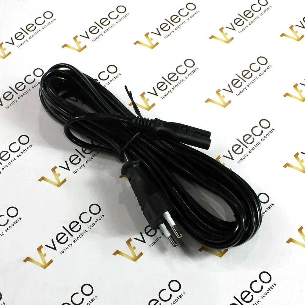 Crni kabel za punjenje Veleco ZT16 Europa na bijeloj podlozi s logotipom marke