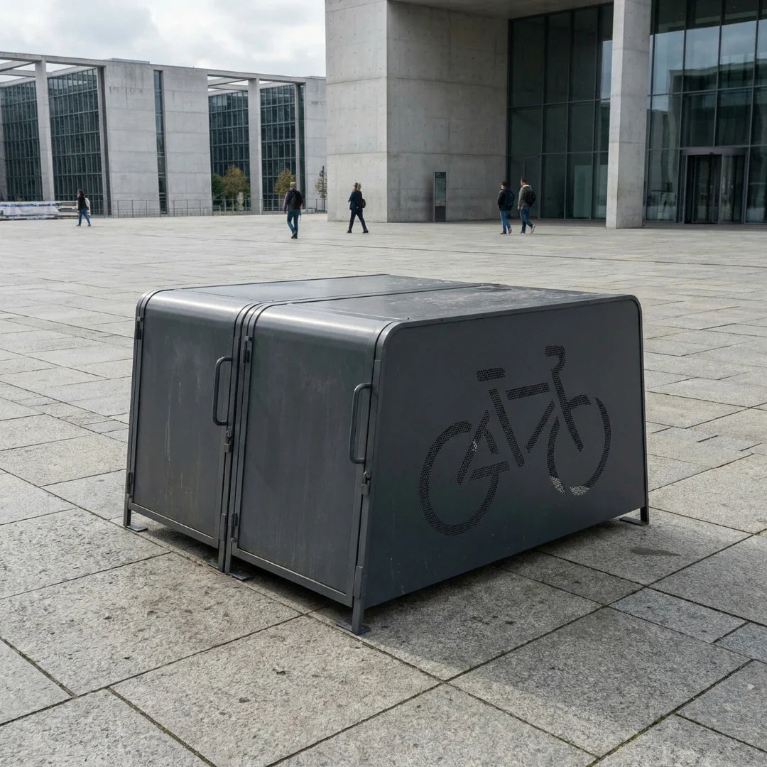 Kaluu City Box siva metalna kutija za sigurno parkiranje bicikala na otvorenom prostoru