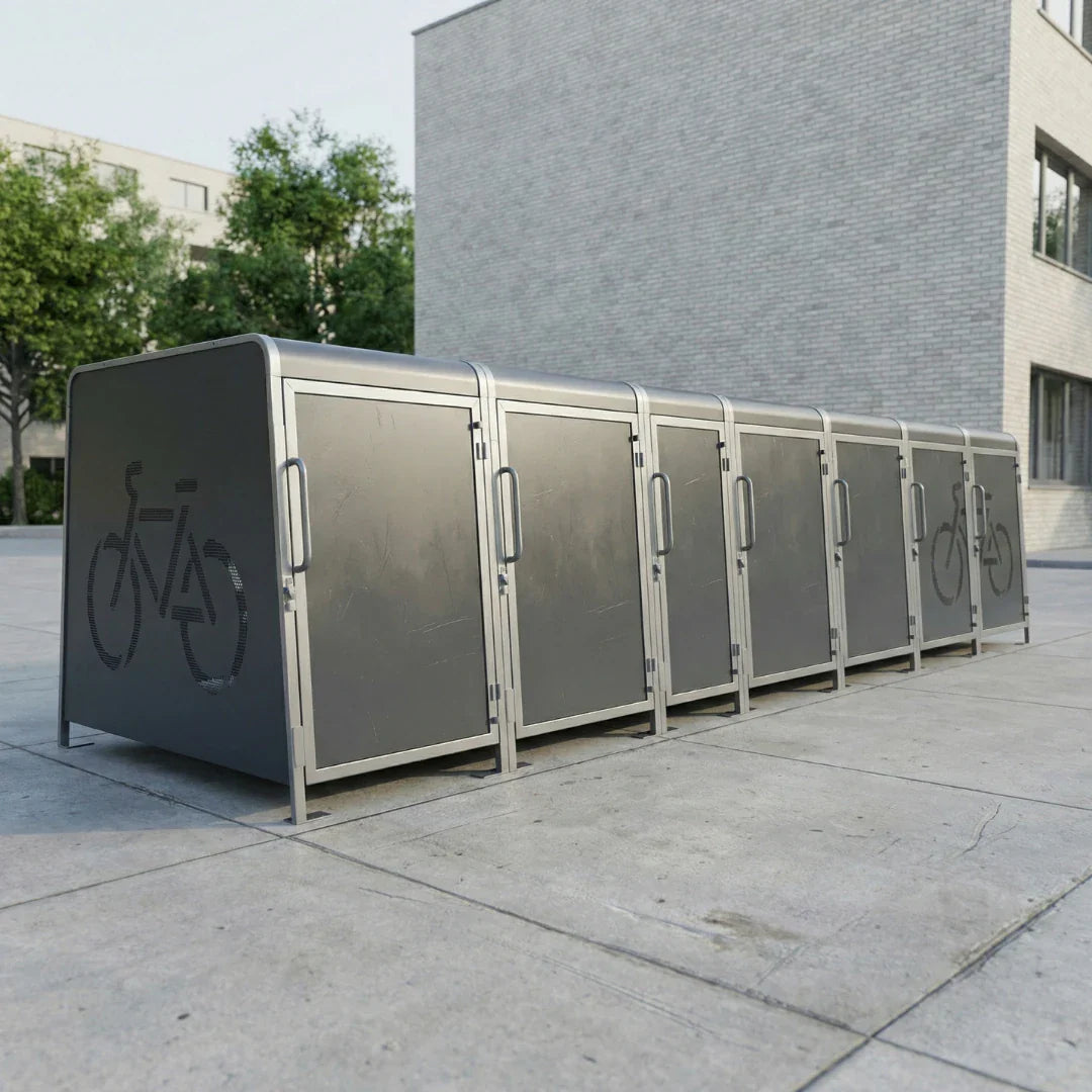 Kaluu City Box metalni modularni ormar za sigurno spremanje bicikala, sivi vanjski pogled