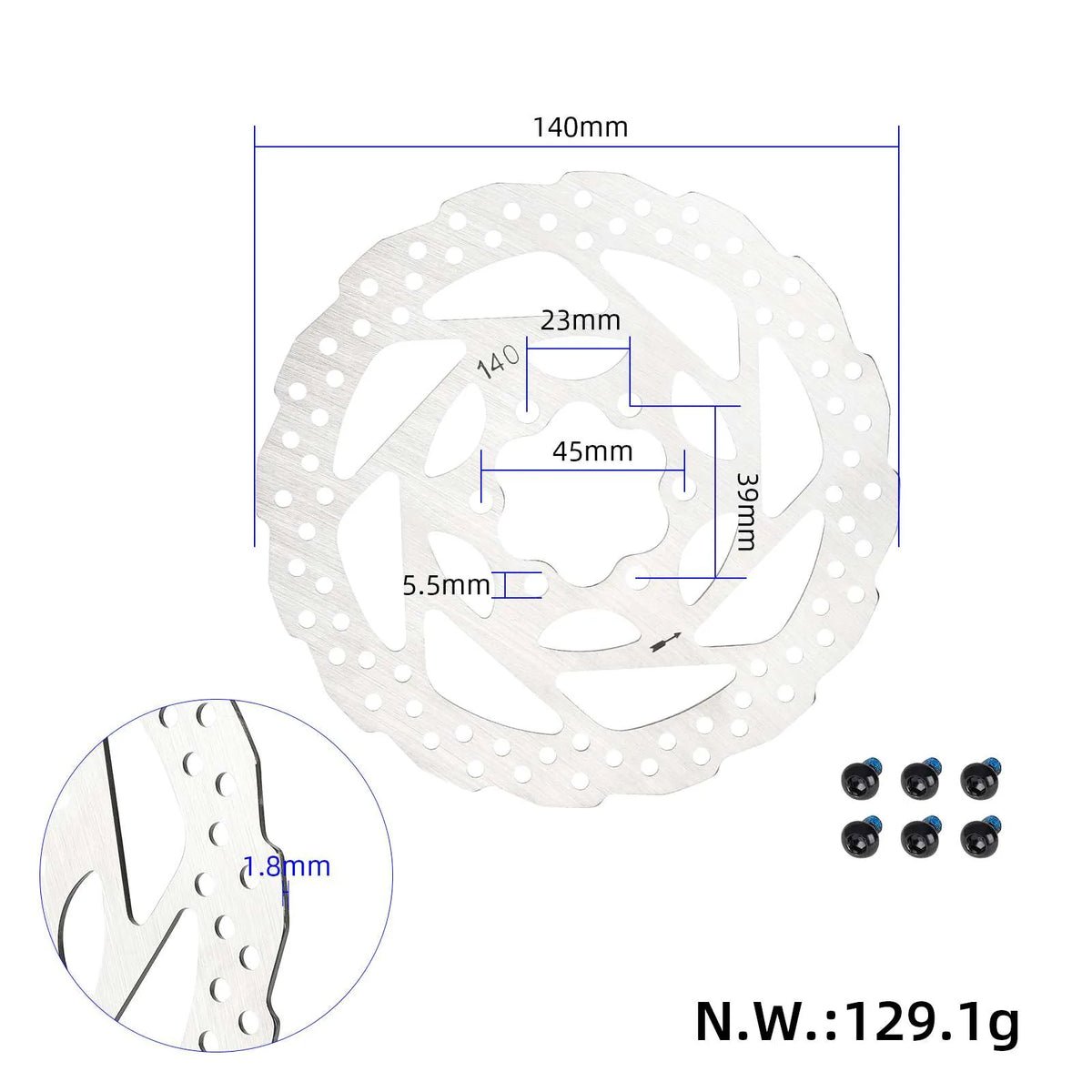 Kočioni disk 140 mm sa 6 rupa i vijcima za KuKirin – 2/5