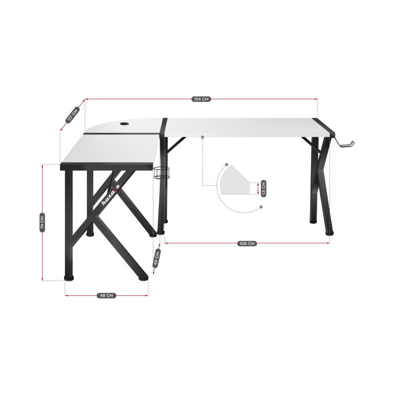 Huzaro Hero 6.3 White 154 cm kutni gaming stol - slika 13