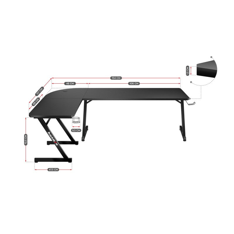 Huzaro Hero 7.0 154 cm kutni gaming stol - slika 10