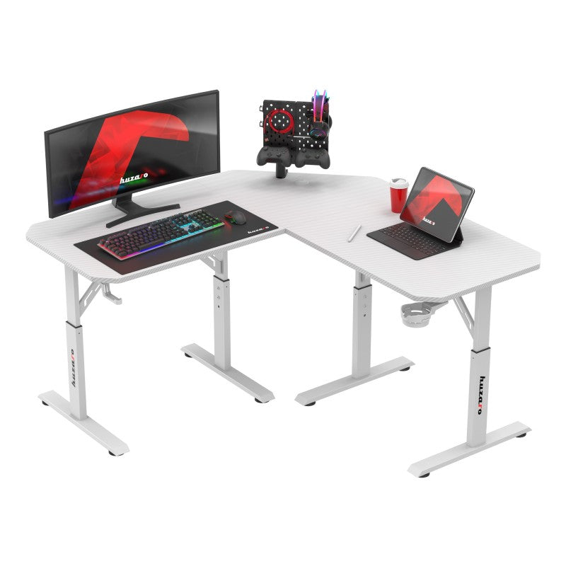 Huzaro Hero 7.3 White 140 cm podesivi kutni gaming stol - slika 1