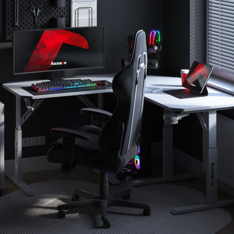 Huzaro Hero 7.3 White 140 cm podesivi kutni gaming stol - slika 4
