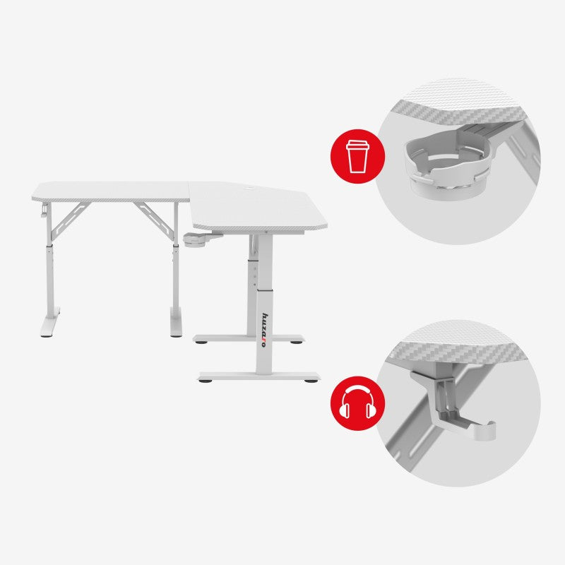 Huzaro Hero 7.3 White 140 cm podesivi kutni gaming stol - slika 13