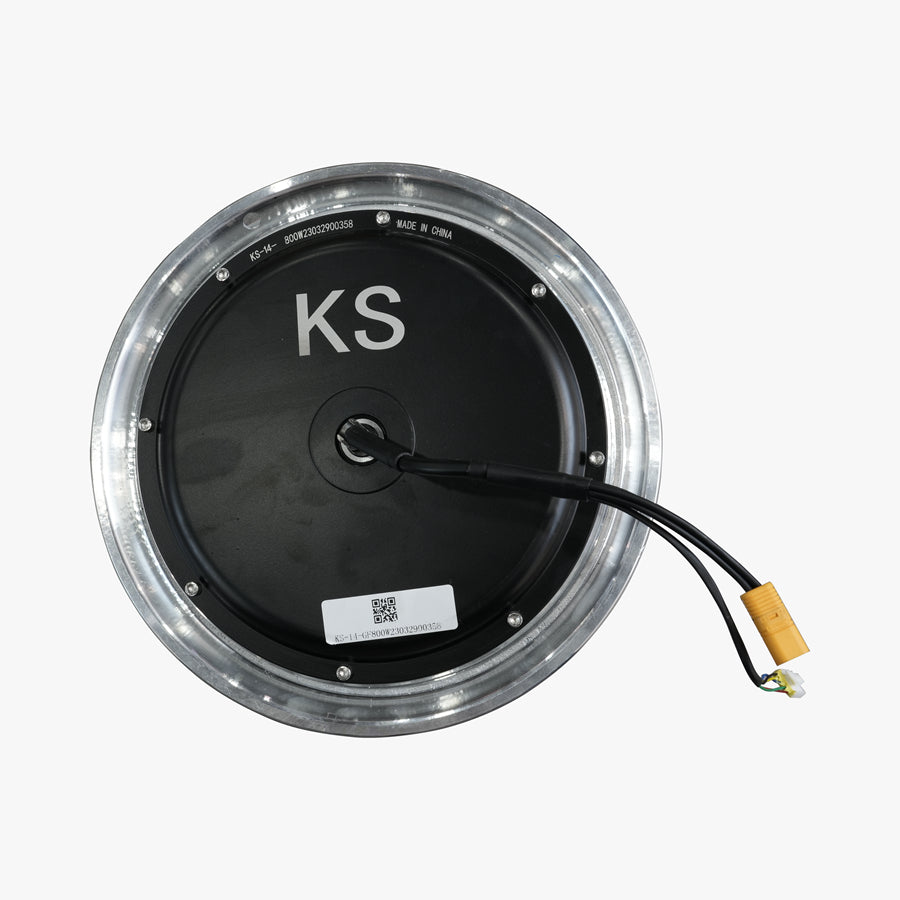 Crni motor za električni monocikl KingSong 14M i 14D s kabelima, pogled sprijeda