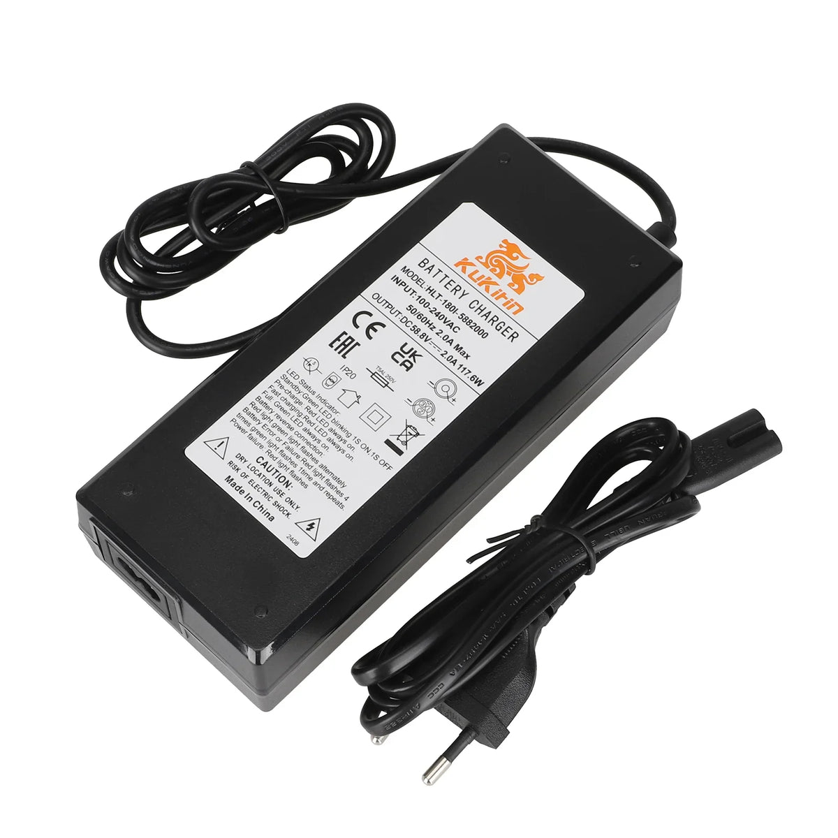 Originalni punjač 58.8V 2A za električni romobil KuKirin G2 Master, crni adapter s kabelom