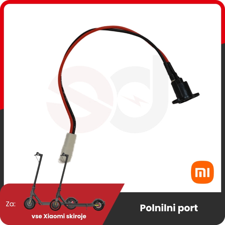Priključak za punjenje za Xiaomi električni romobil s crvenim i crnim kabelom
