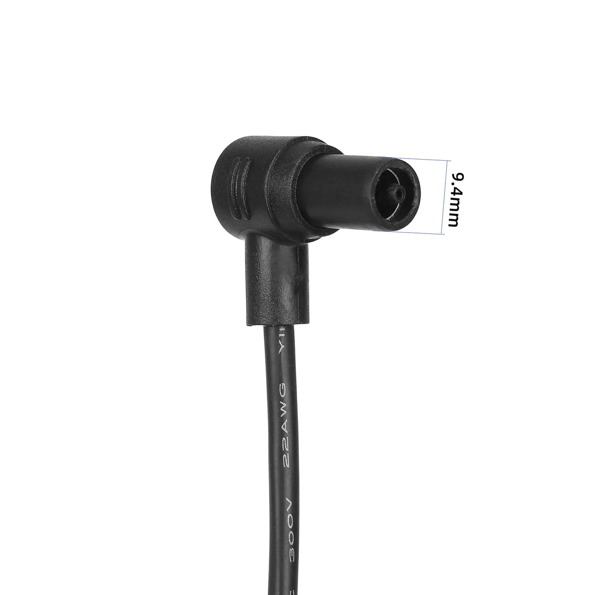 Crni kutni konektor punjača za električni romobil Xiaomi 4 Ultra s oznakom dimenzije 9.4mm