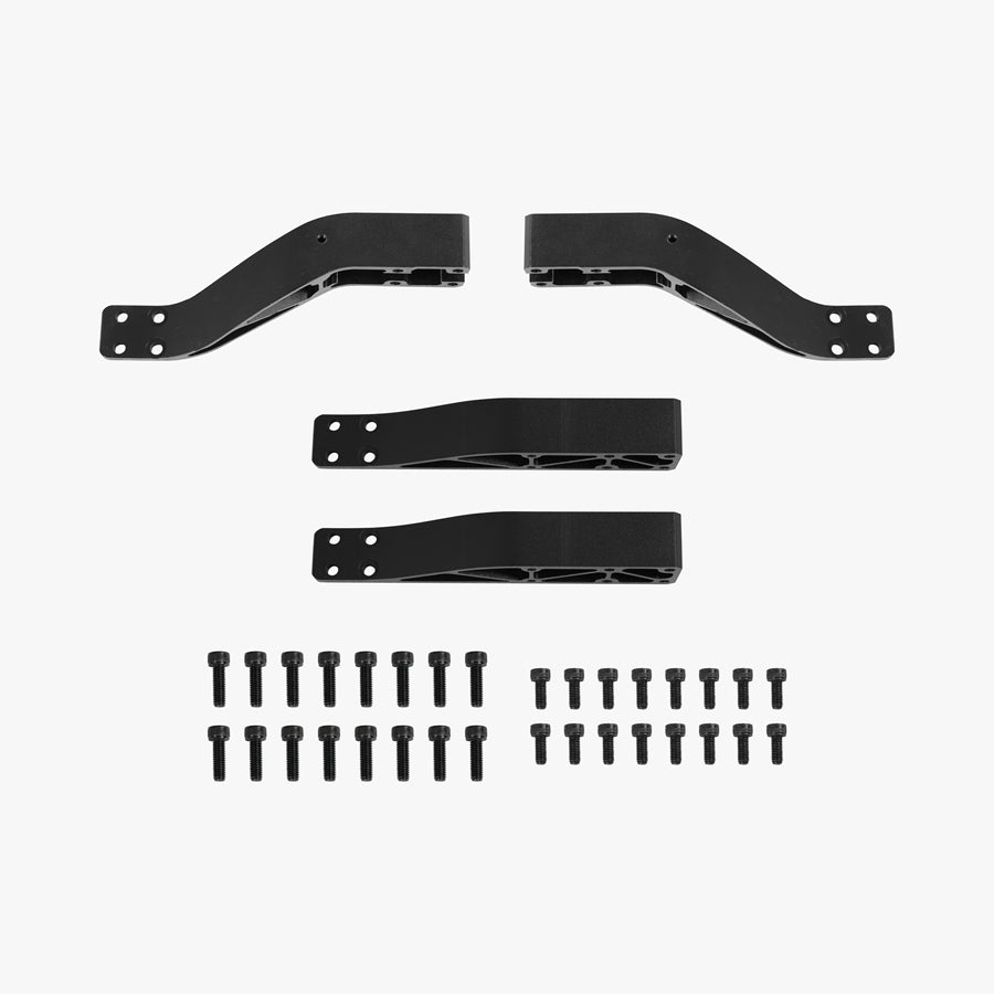 Set crnih nosača baterije za KingSong S19 i S19 Pro s vijcima prikazan odozgo