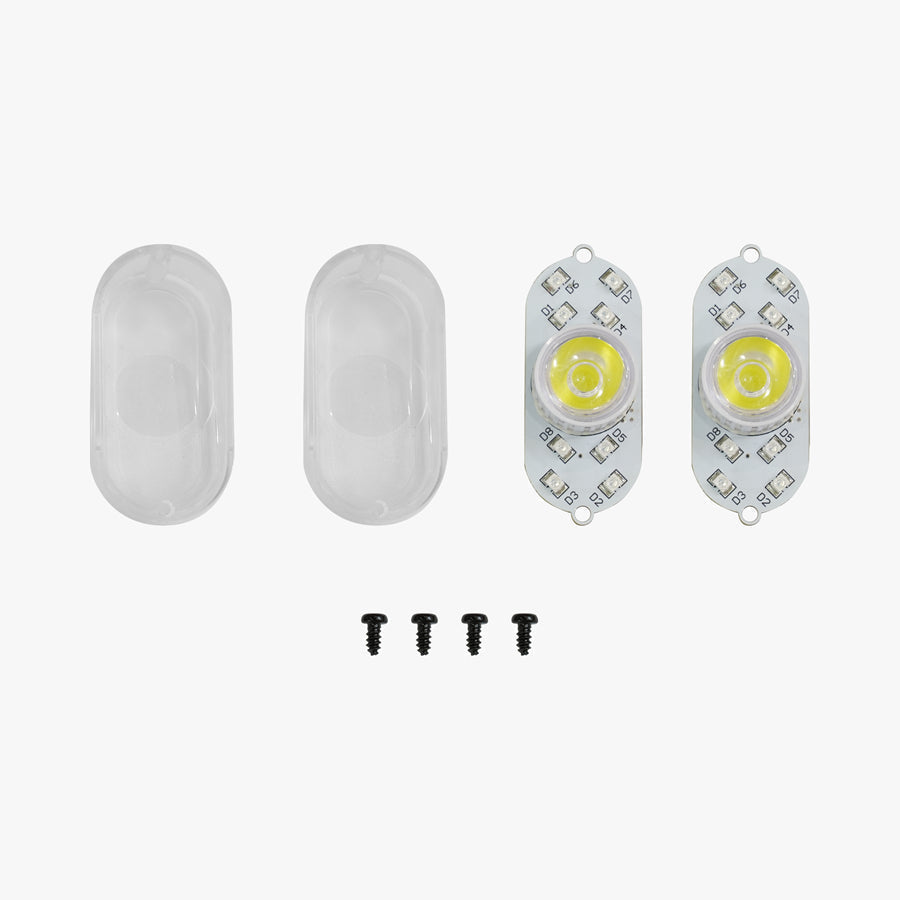 Set LED svjetala za KingSong 14M i 14D s prozirnim poklopcima i vijcima prikazan odozgo