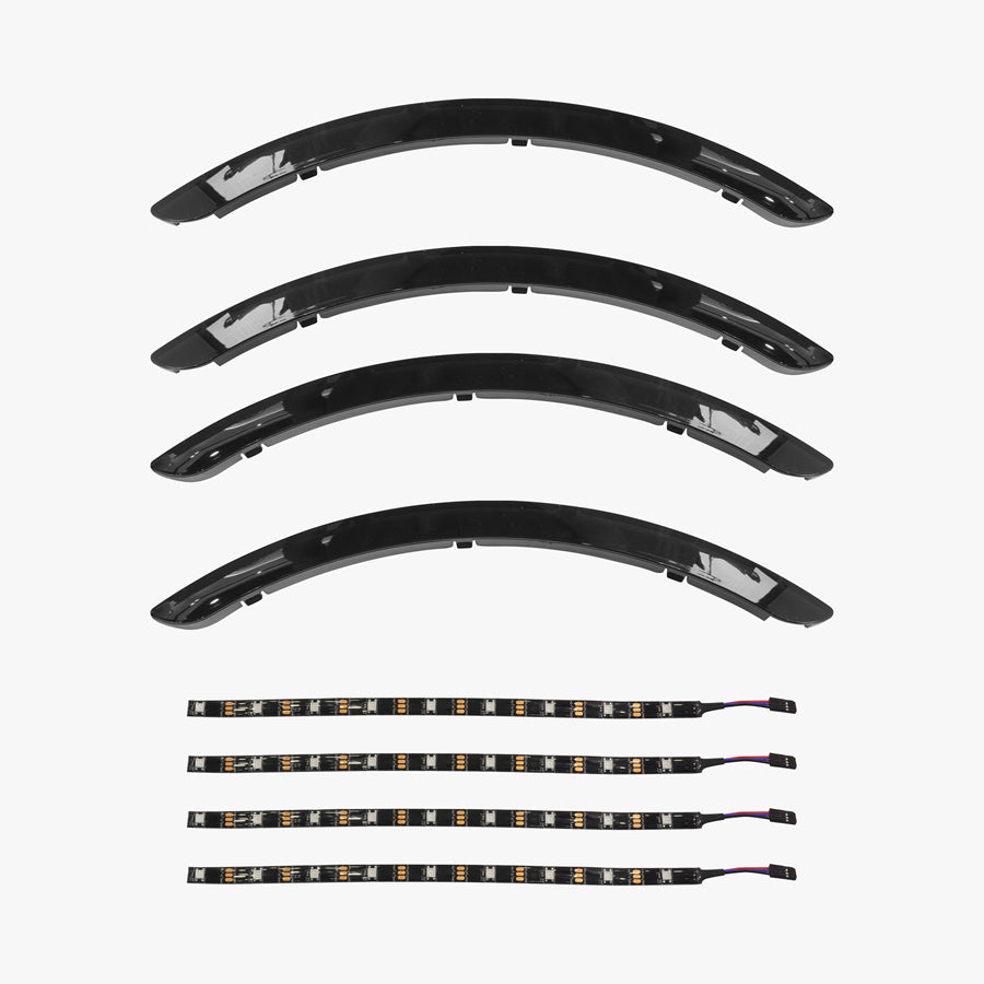 Set crnih ukrasnih traka s LED svjetlima za KingSong 18L i 18XL električni monocikl, pogled odozgo