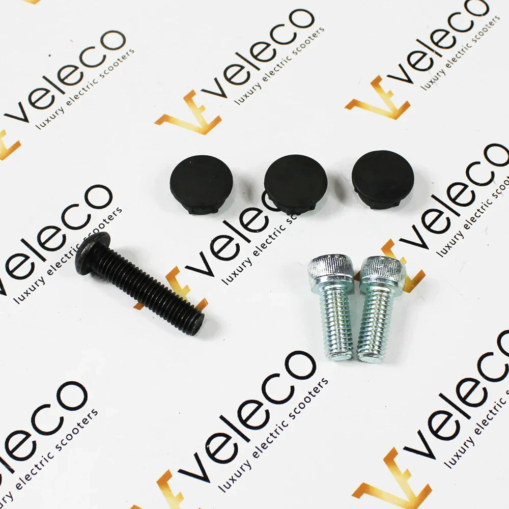 Set vijaka i crnih čepova za naslon Veleco Cristal električnog vozila na bijeloj podlozi