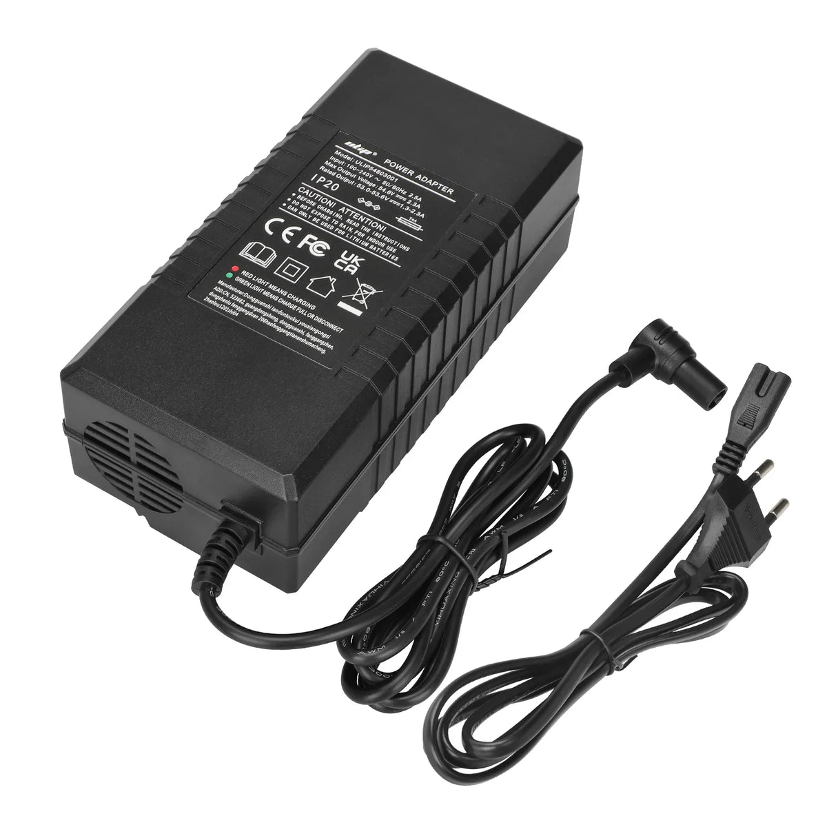 Crni Ulip punjač 54.6V 2.3A za električni romobil Navee S65 s kabelom i utikačem