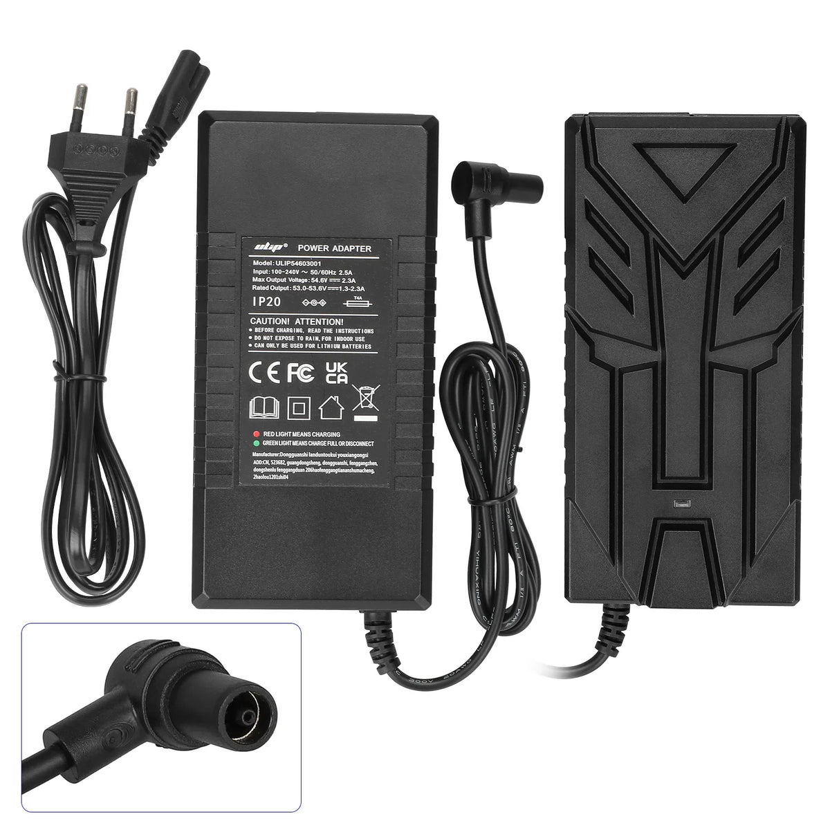 Ulip punjač 54.6V 2.3A za Xiaomi 4 Pro 2nd Gen crne boje s detaljem konektora i tehničkim podacima