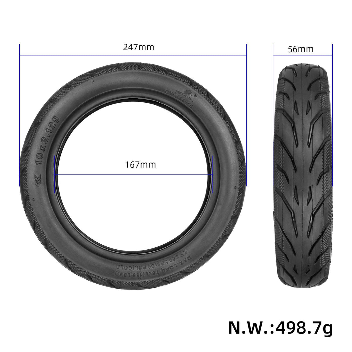 Vanjska guma Yuanxing 10x2.125 za električni romobil Segway Ninebot F20