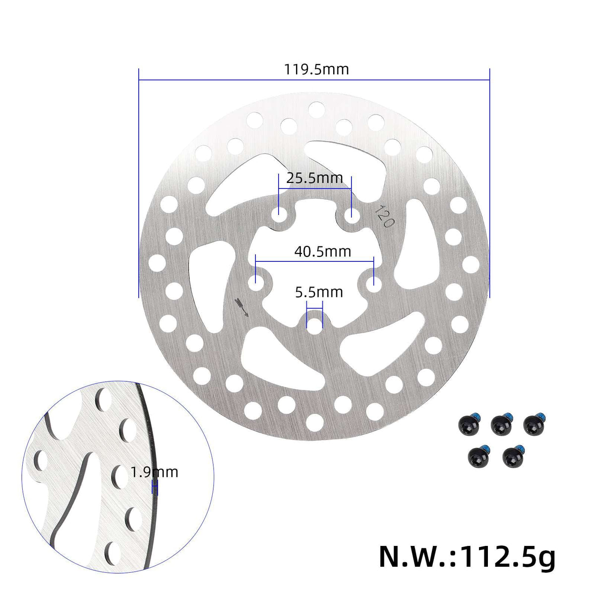 Kočioni disk 120 mm s 5 rupa za električni romobil Xiaomi M365 Pro