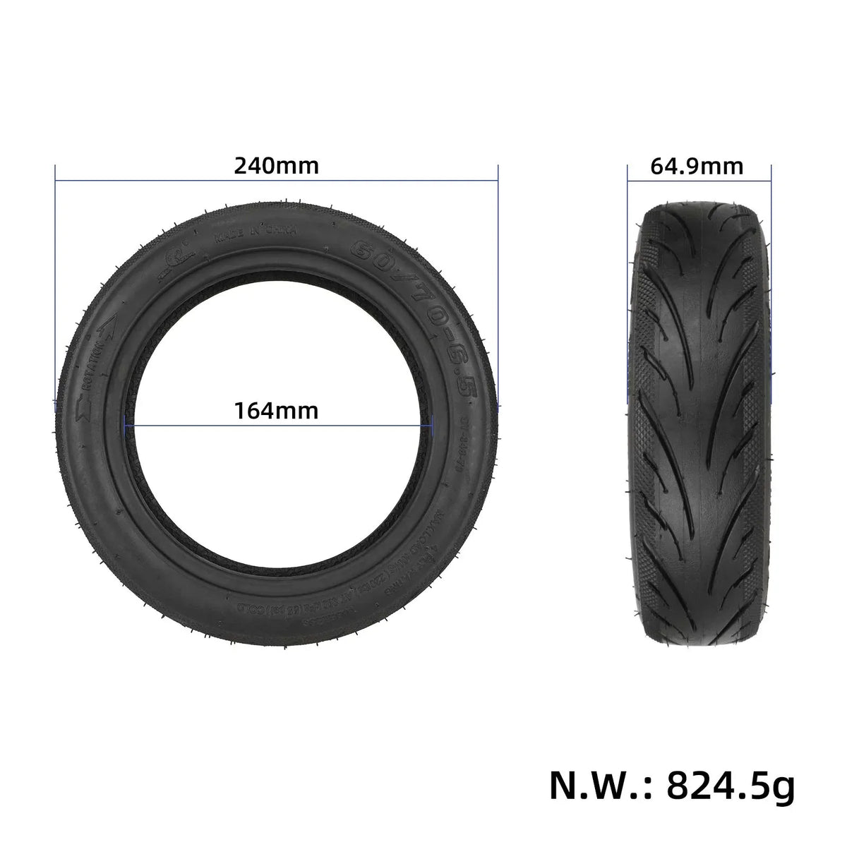 Samobrtveća prednja tubeless guma Yuanxing 60/70-6.5 za Segway Ninebot E2 Pro
