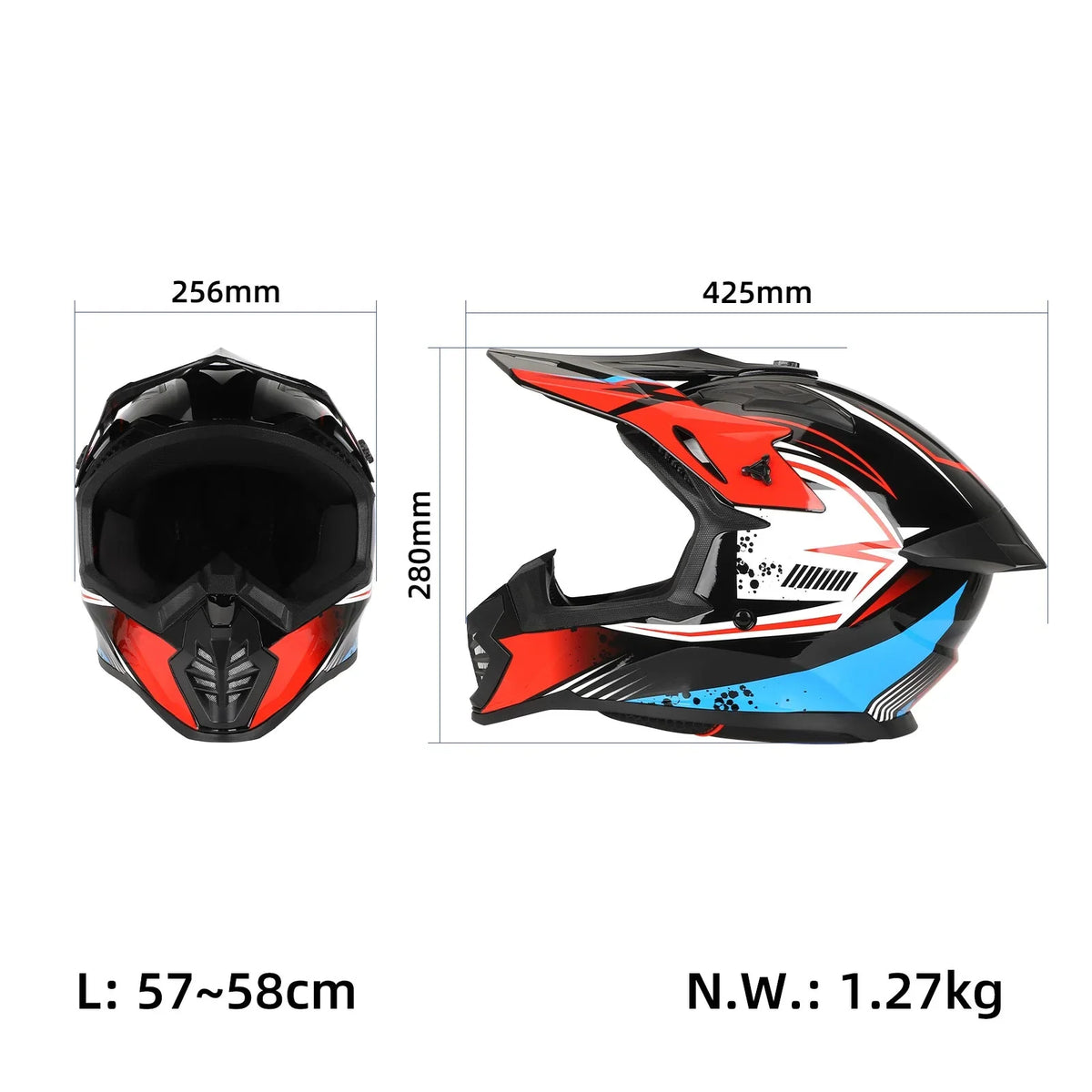 ULP7066.1 – Crveno-crna integralna terenska kaciga L, 57–58 cm – prikaz 2