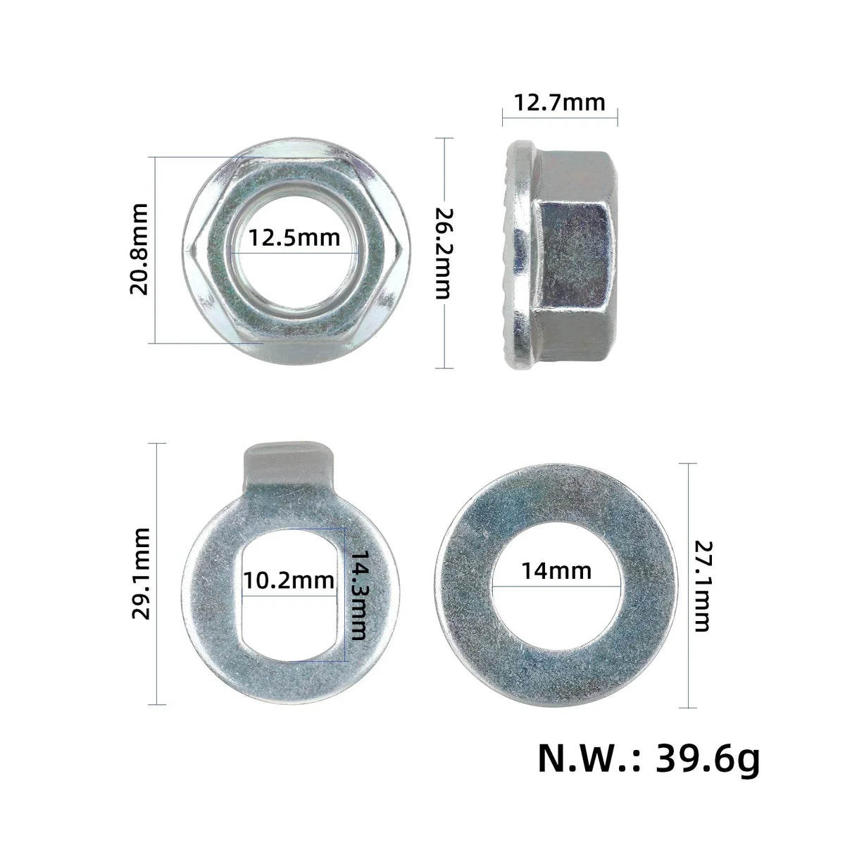 Vijak s maticom 14 mm za motor KuKirin G2